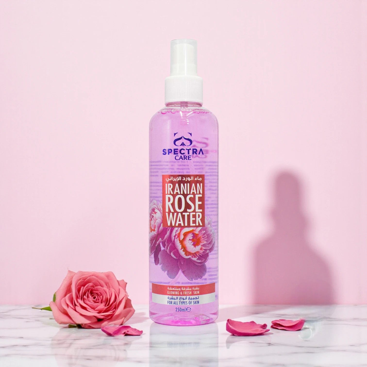 Spectra Care Iranian Rose Water 250ml | Natural Skin Freshener & Toner | Hydrating, Calming & Refreshing Face & Body Mist - Damoo