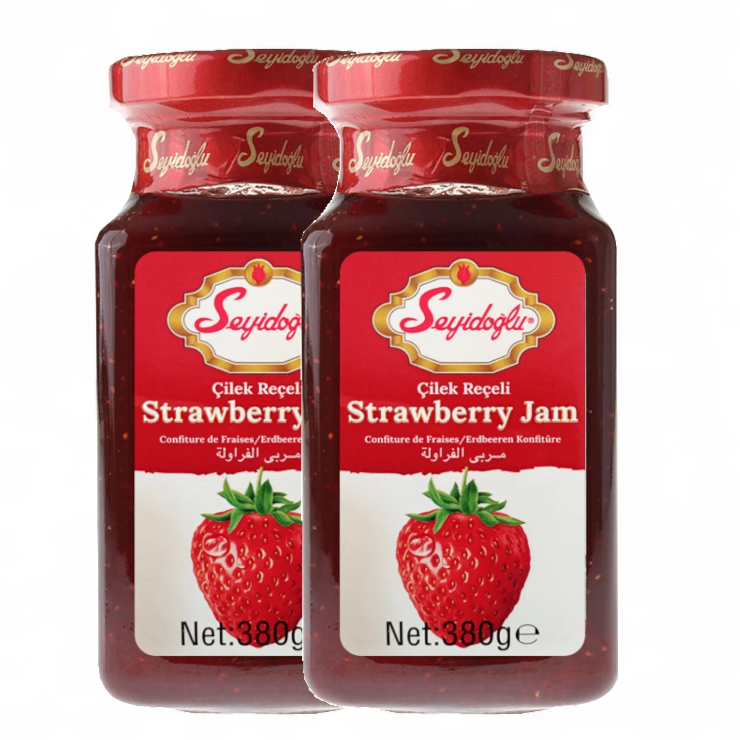 Seyidoglu Strawberry Jam – Pack of 2 x 380g | Premium Turkish Fruit Jam Made from Ripe Strawberries | Delicious Natural Preserve for Breakfast, Baking & More - Damoo