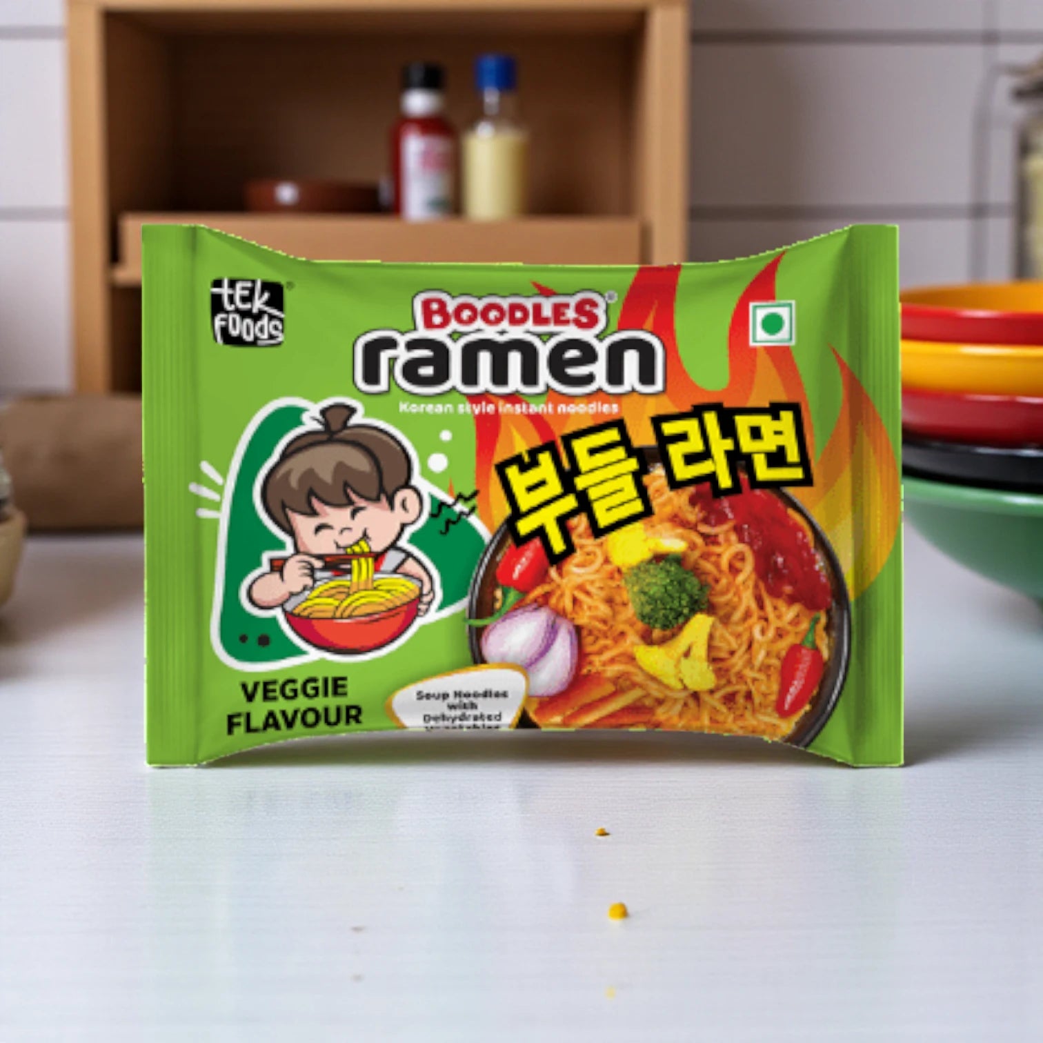 Boodles Veggie Flavour Instant Ramen Noodles – 65g x 5 Pack | Quick & Easy Meal with Savoury Vegetable Broth | Halal | Light, Tasty & Ready in Minutes - Damoo