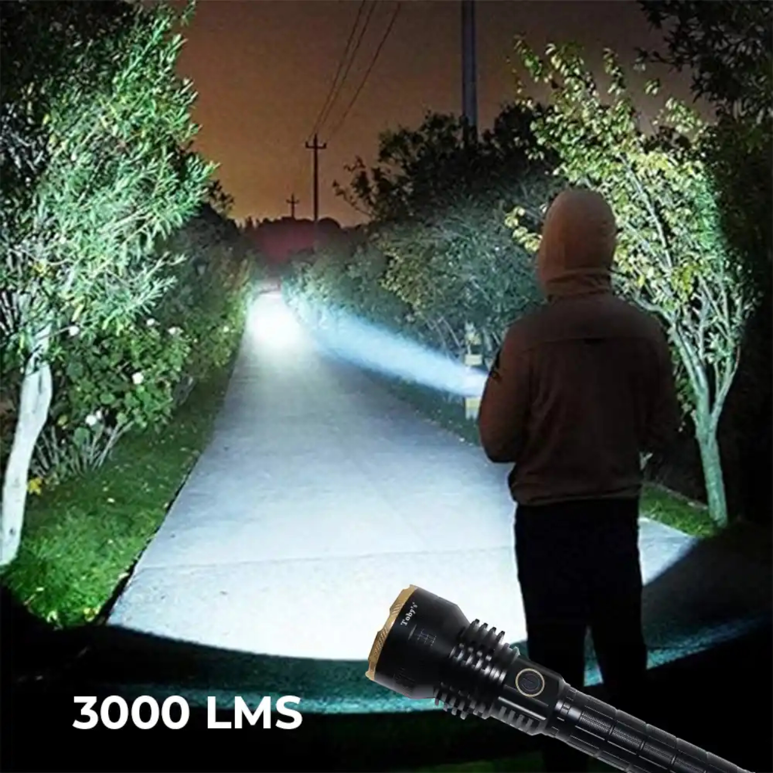 Toby’s Torch 105 LED Flashlight – 3000 Lumens Ultra Bright Rechargeable Torch with USB Charging, 4 Light Modes, IPX5 Waterproof – Durable Flashlight for Camping, Hiking, Household & Emergency Use