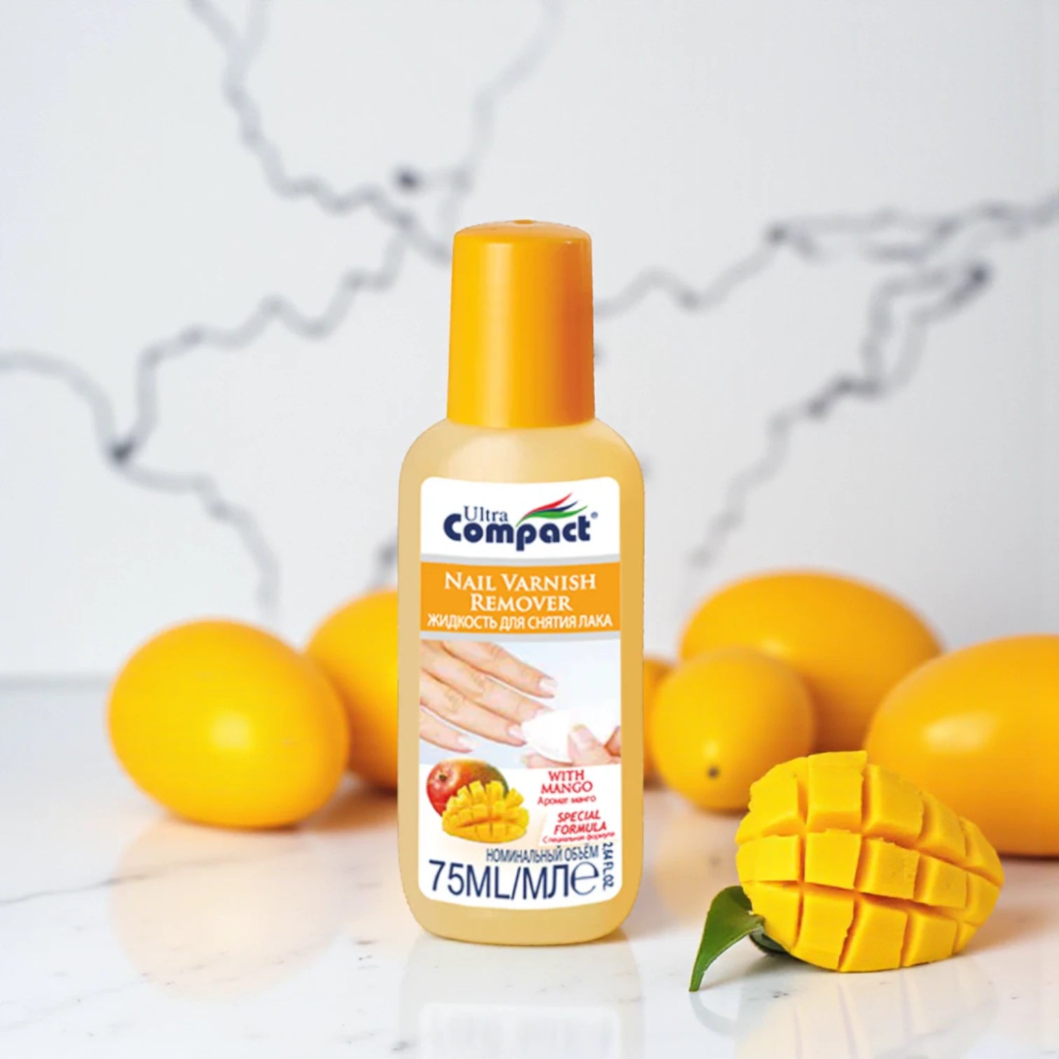 Ultra Compact Mango Scented Nail Polish Remover – 75ML Gentle & Effective Nail Varnish Remover with Fruity Fragrance - Damoo