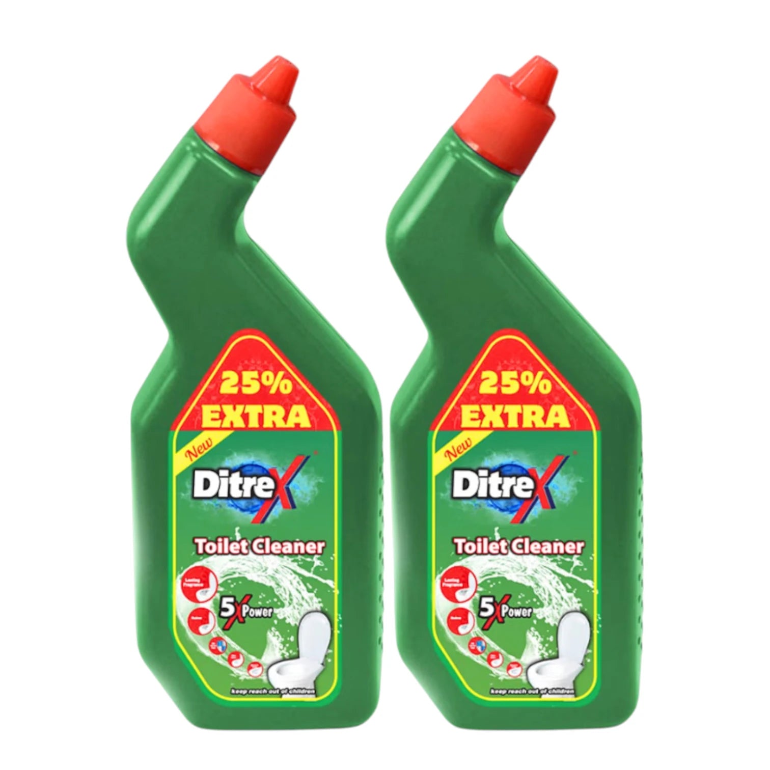 Ditrex Toilet Cleaner Twin Pack – 2 x 750ml Bottles | 25% Extra | Powerful 5X Cleaning Action & Long-Lasting Fragrance