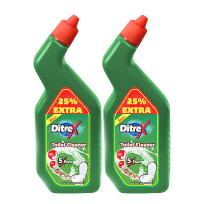 Ditrex Toilet Cleaner Twin Pack – 2 x 750ml Bottles | 25% Extra | Powerful 5X Cleaning Action & Long-Lasting Fragrance