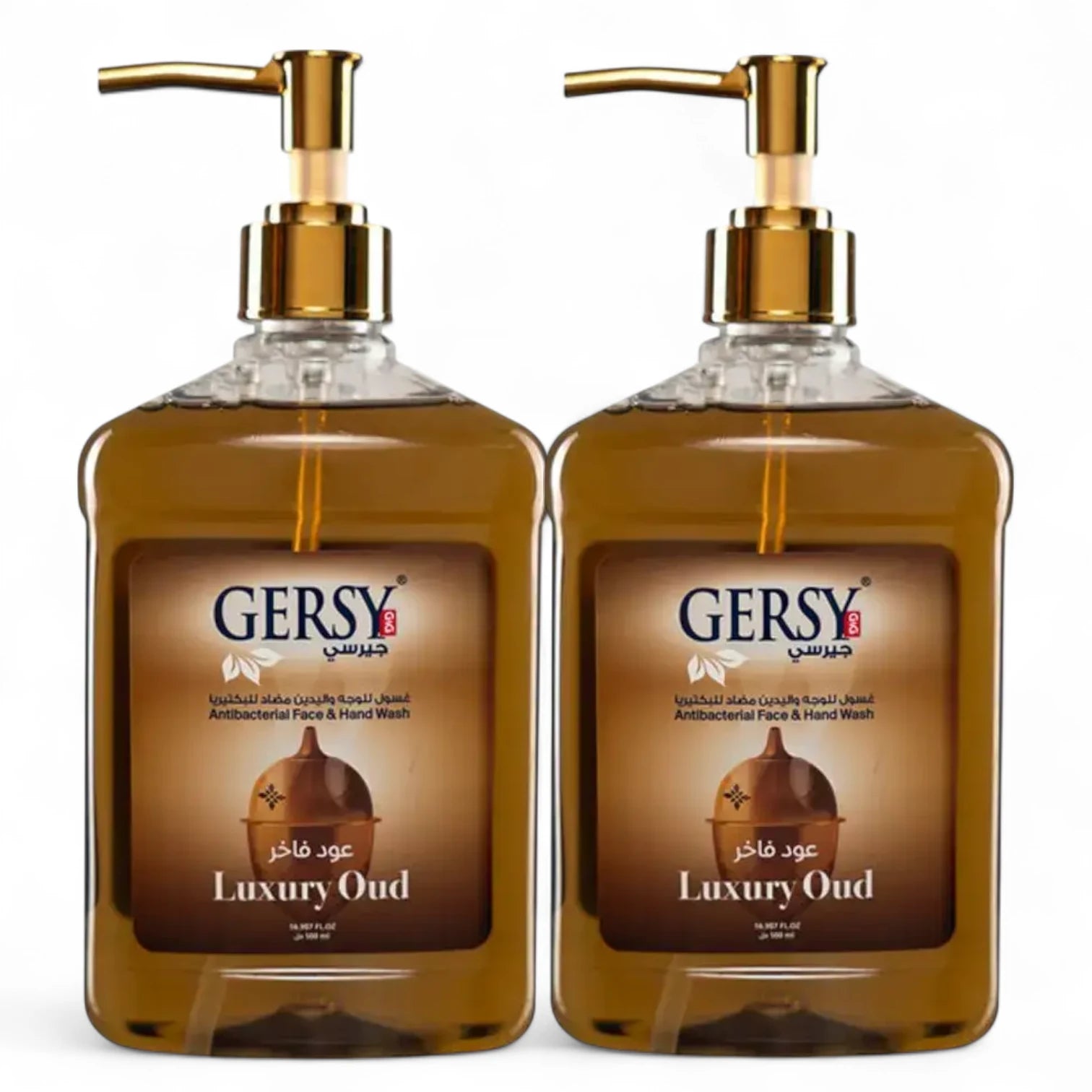 Gersy Luxury Oud Antibacterial Face & Hand Wash – Pack of 2 x 500ml | Deep Cleansing with Oud Fragrance | Kills 99.9% of Germs | Gentle Daily Use - Damoo