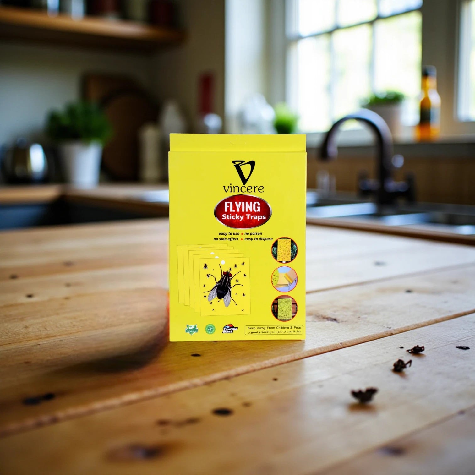 Vincere Flying Sticky Traps – Non-Toxic Fly Catcher for Mosquitoes, Gnats & Flying Insects | Safe Indoor & Outdoor Bug Control - Damoo