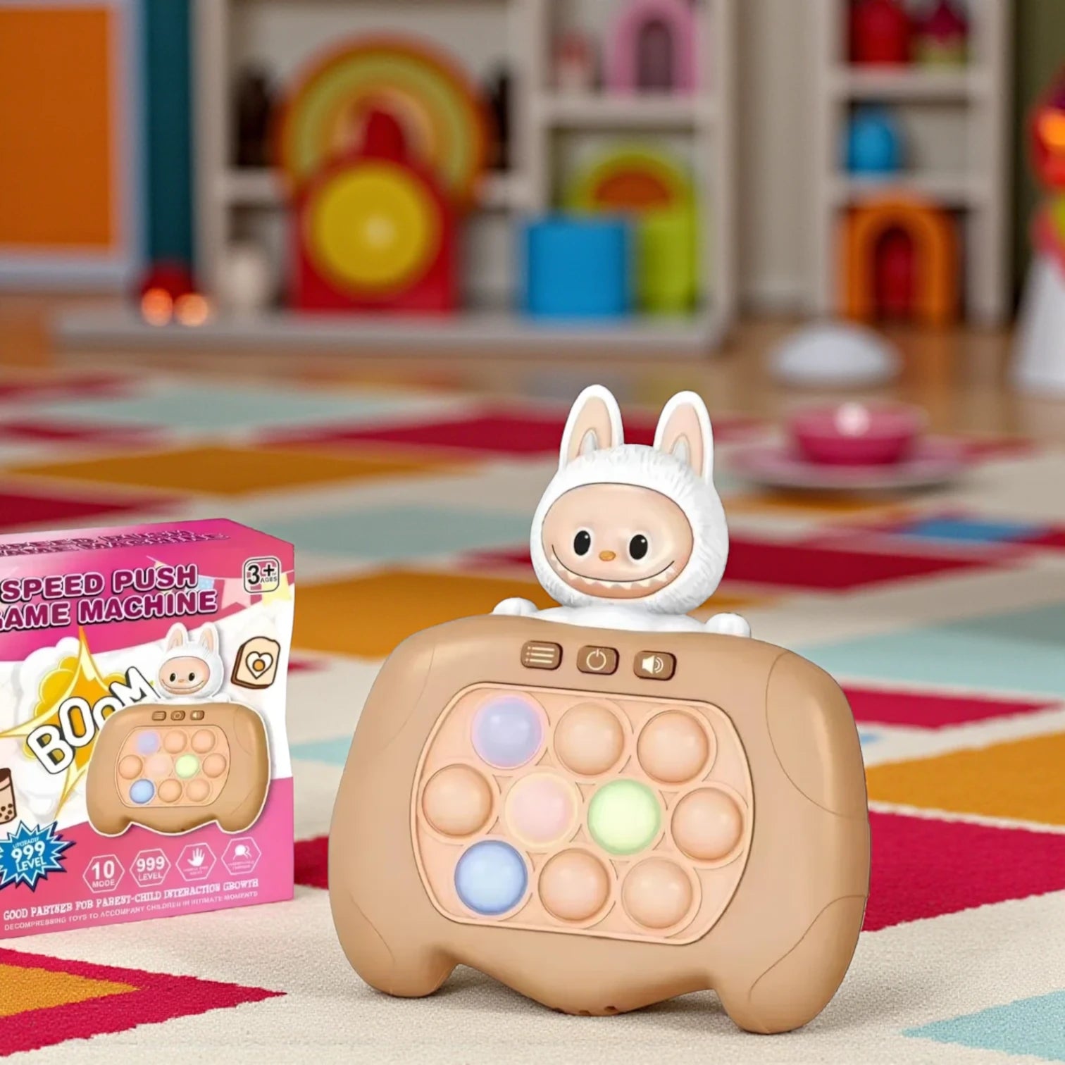 Labubu Speed Push Game Machine for Kids | 999 Levels, 10 Modes, Memory Challenge Handheld Toy with Lights & Sounds | Fun Parent-Child Interactive Decompression Game