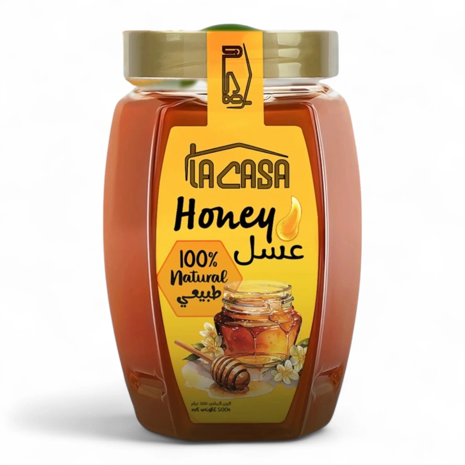 La Casa 100% Natural Honey – Pure & Unfiltered Premium Quality Raw Honey in Glass Jar, 500g – Ideal for Daily Use, Cooking, and Natural Wellness - Damoo