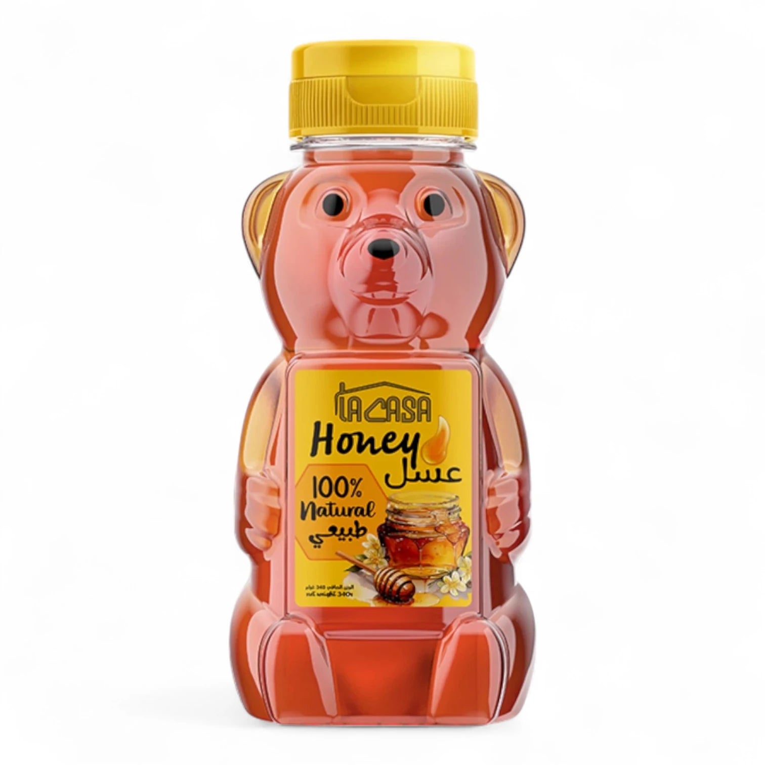 La Casa 100% Natural Honey in Bear Bottle – Pure Raw Honey, 340g Squeeze Bottle for Kids & Daily Use | No Additives, Easy Pour - Damoo