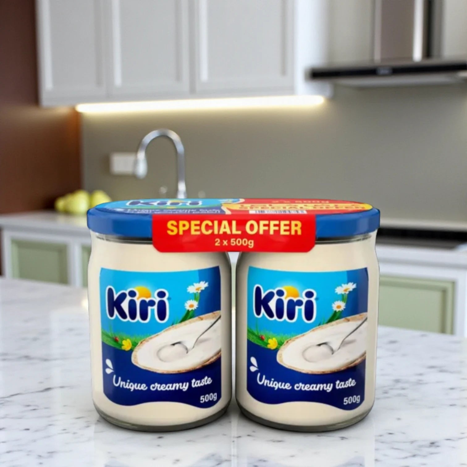 Kiri Cream Cheese Spread – Special Offer 2 x 500g Jars | Unique Creamy Taste | Premium Spreadable Cheese - Damoo