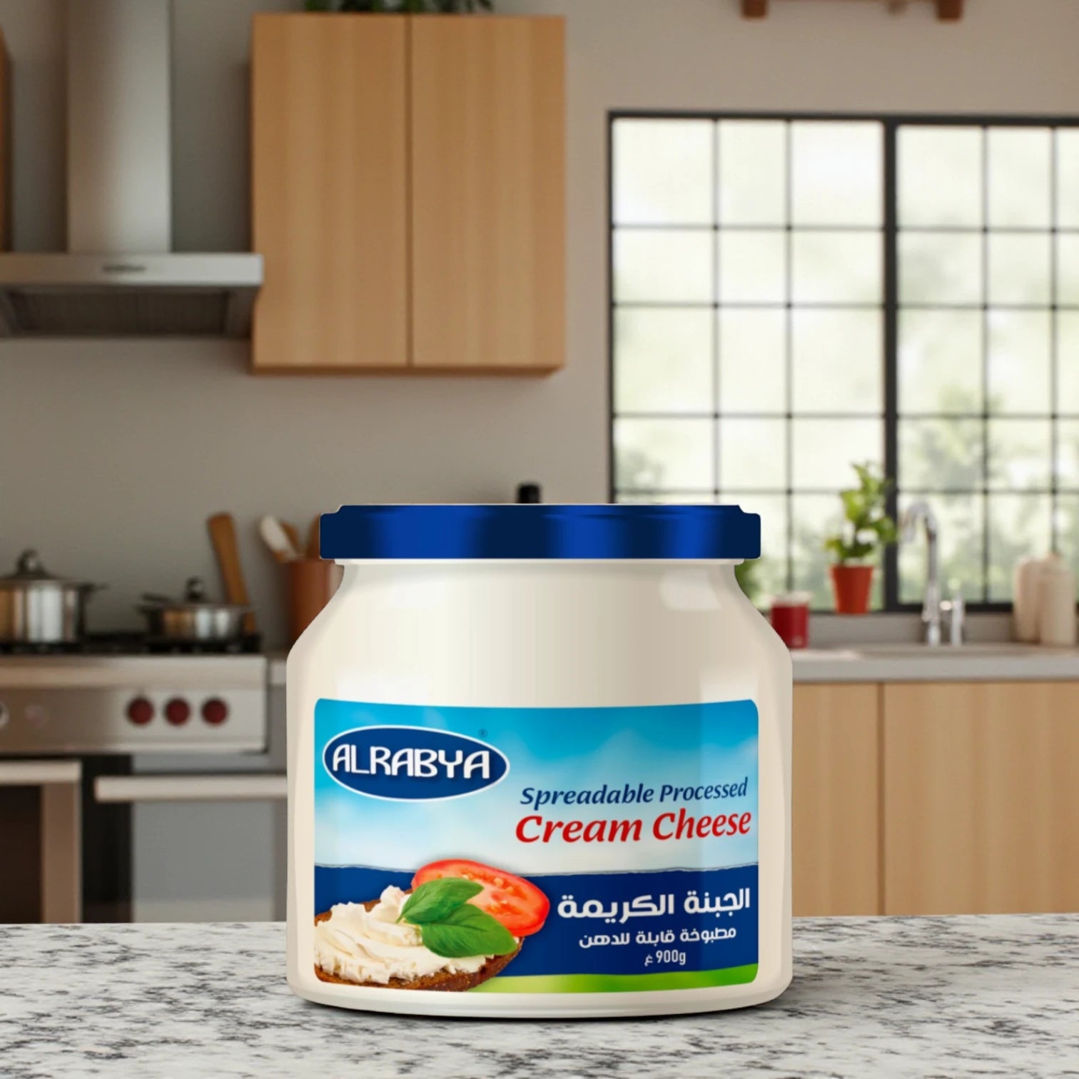 Al Rabya Spreadable Processed Cream Cheese – Glass Jar 900g | Smooth & Creamy | Ideal for Breakfast, Baking & Snacking - Damoo
