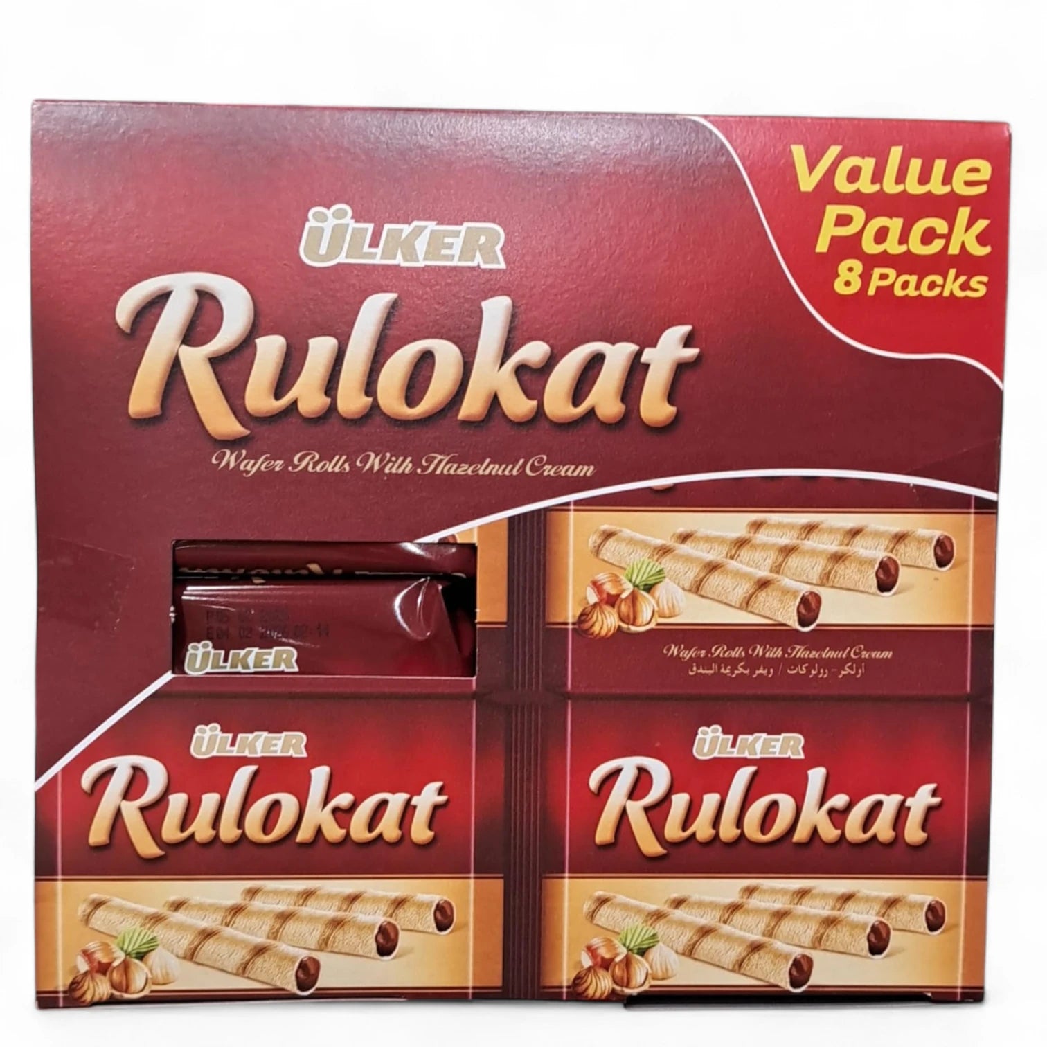 Ülker Rulokat Wafer Rolls with Hazelnut Cream – Pack of 8 x 24g | Crispy Rolled Wafers Filled with Smooth Hazelnut Cream | Halal, On-the-Go Snack, Perfect for Sharing, Gifting & Anytime Treats - Damoo