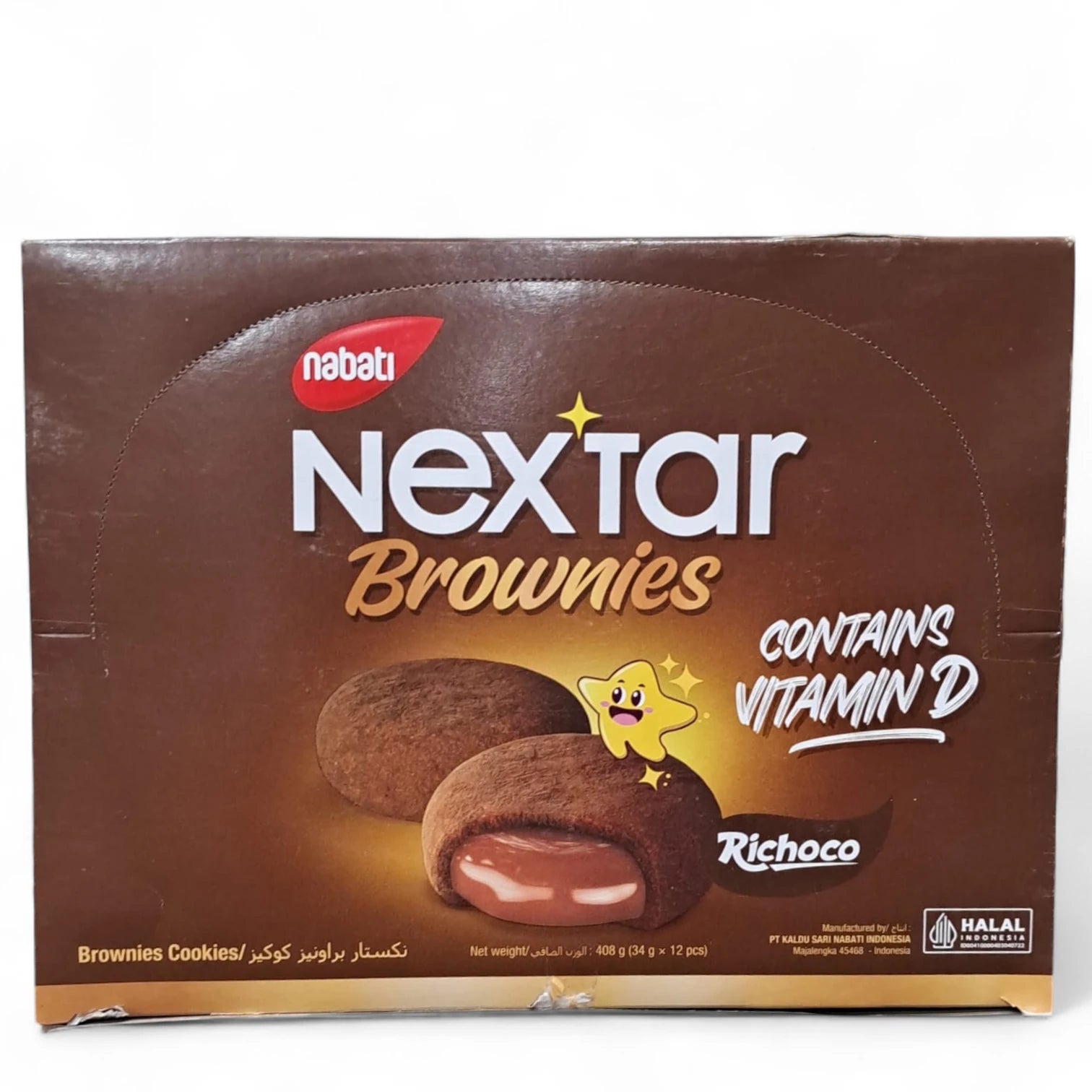 Nabati Nextar Richoco Brownies Cookies with Chocolate Filling – Contains Vitamin D – 408g (12 x 34g) – Halal Certified – Indulgent Indonesian Snack - Damoo