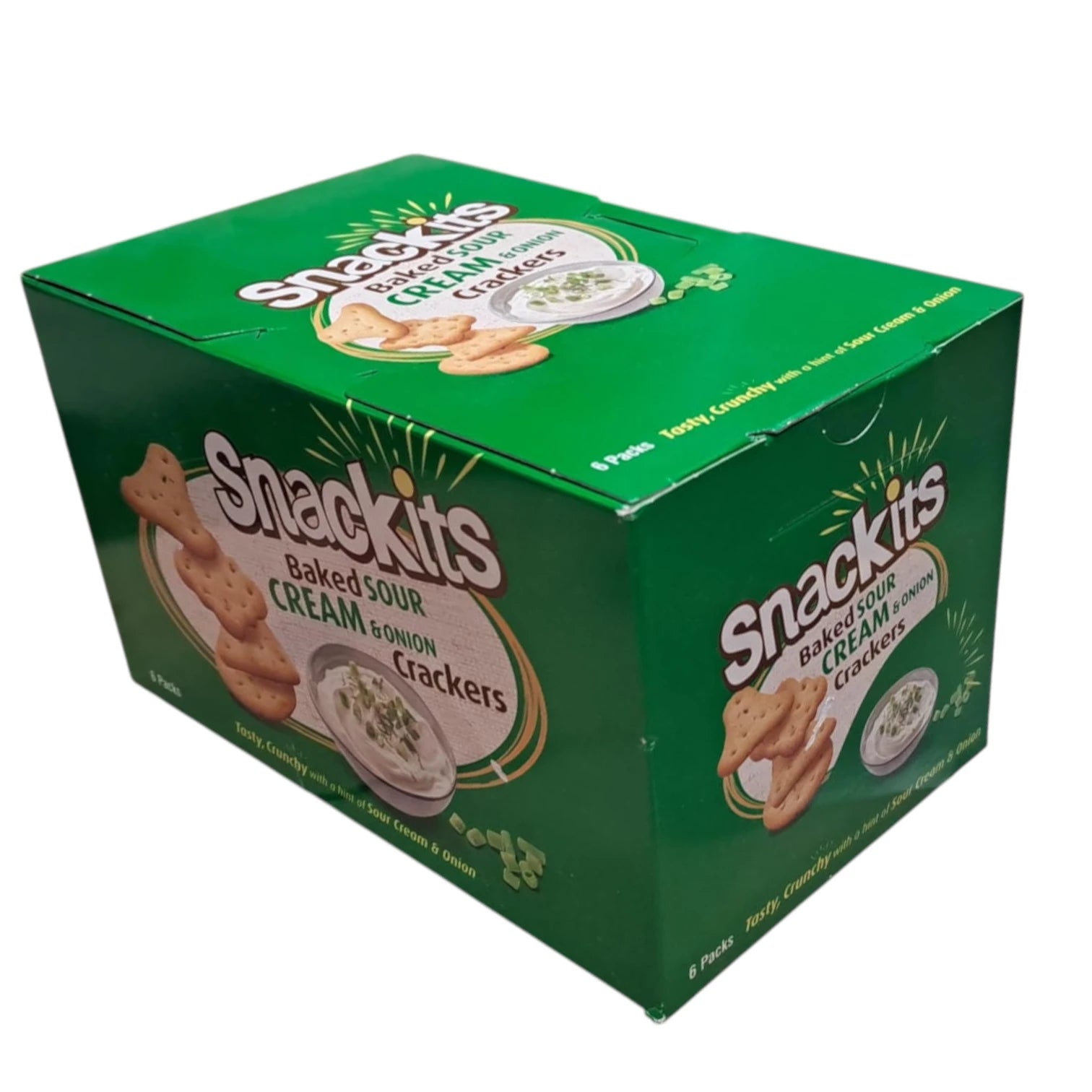 Nabil Snackits Baked Sour Cream & Onion Crackers – Multipack Crunchy Biscuits – Flavorful Savory Snack – Tasty, Oven Baked, Light & Crispy – 6 Pack Box - Damoo