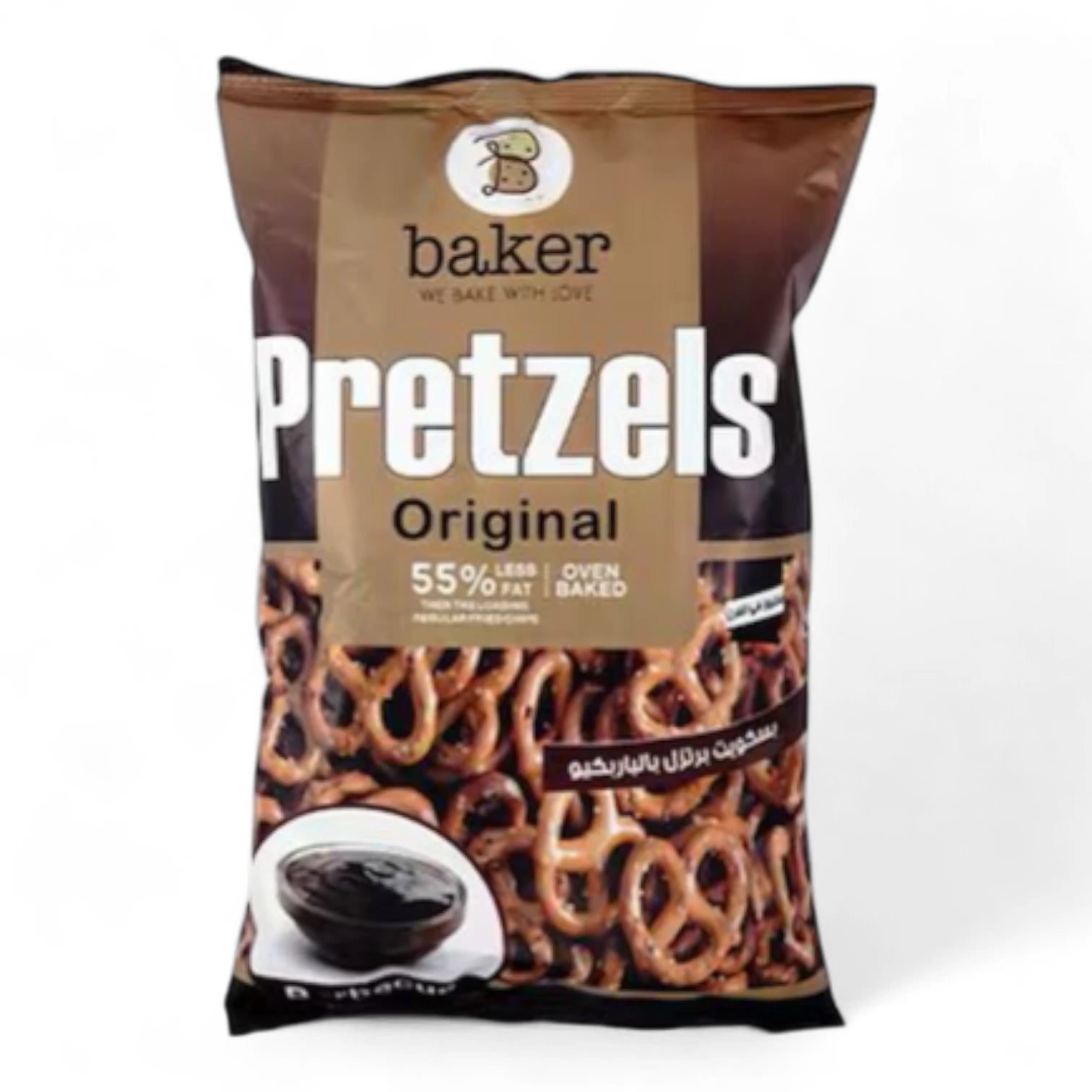 Baker Pretzel Biscuit Barbecue – 250g | Crunchy BBQ-Flavored Baked Snack with Zero Cholesterol – Perfect Guilt-Free Treat - Damoo