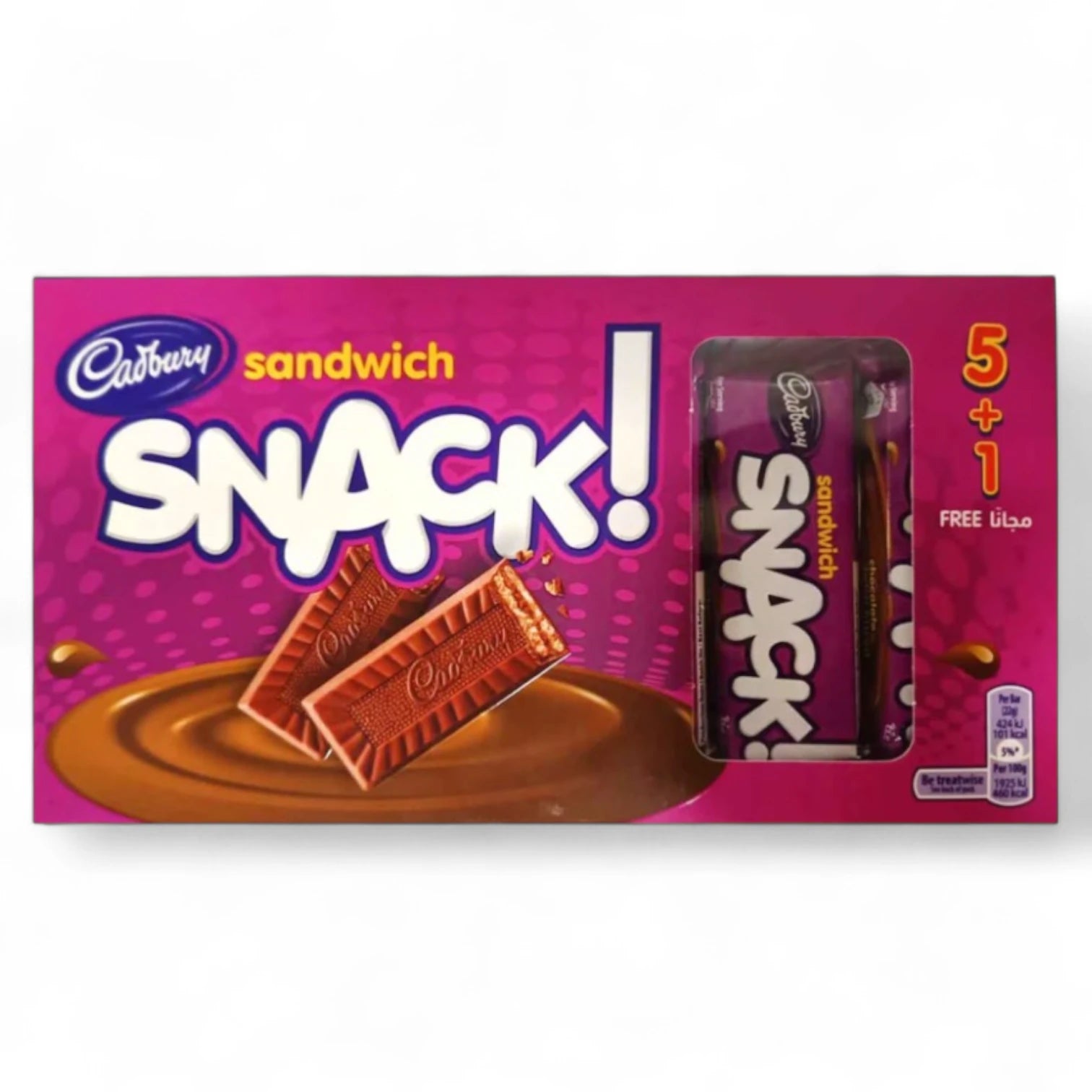Cadbury Snack Sandwich Milk Chocolate Biscuits – 6 x 22g (132g Total) – Creamy Cocoa Crunch  | 5+1 FREE Special Pack - Damoo