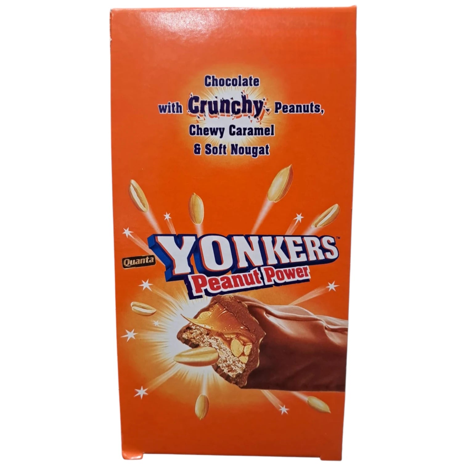 Quanta Yonkers Peanut Power – Milk Chocolate Bars with Crunchy Peanuts, Caramel & Nougat, 12 x 28g Snack Pack - Damoo