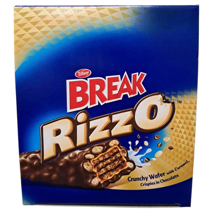 Tiffany Break RizzO Chocolate Bars – 12 x 28g, Crunchy Wafer with Caramel & Crispies in Milk Chocolate - Damoo
