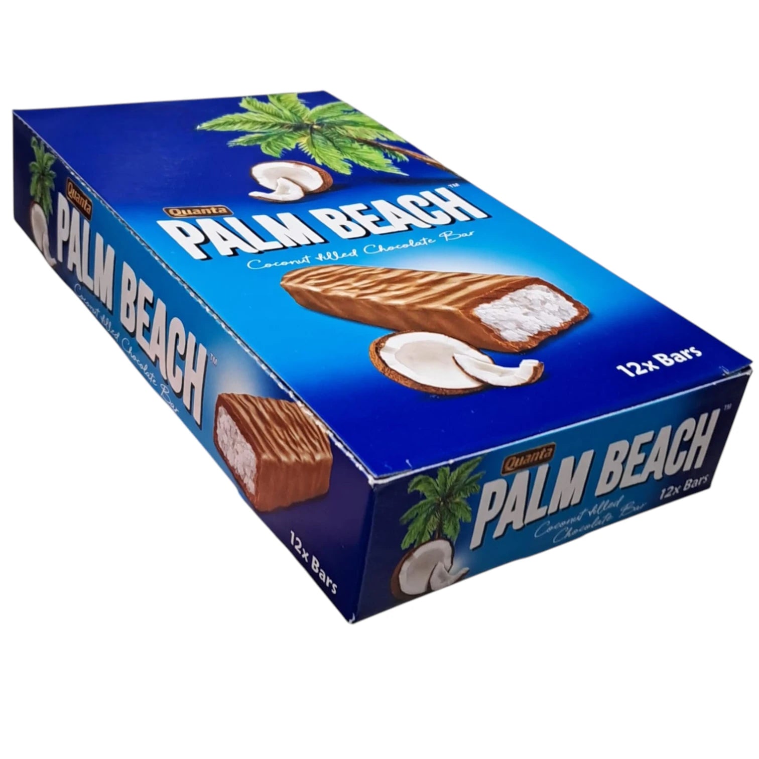 Quanta Palm Beach Coconut Filled Chocolate Bars – 12 Count Box, Creamy Milk Chocolate with Soft Coconut Center - Damoo