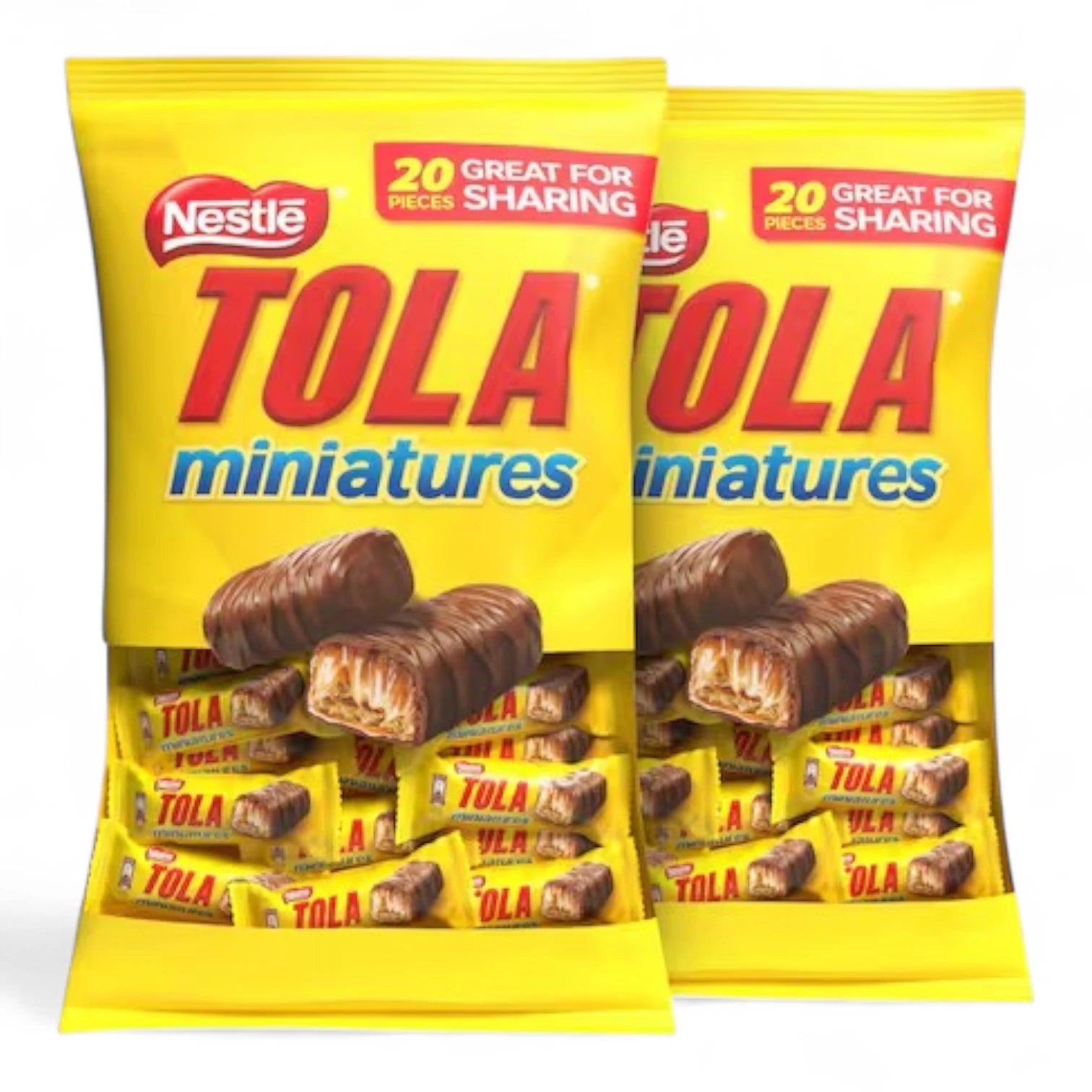 Nestlé Tola Miniatures Bites – Crispy Wafer with Caramel & Milk Chocolate | 2 x 160g Packs | Sweet Snack Treats with Rich Layers & Crunch | Made with Milk & Cocoa - Damoo
