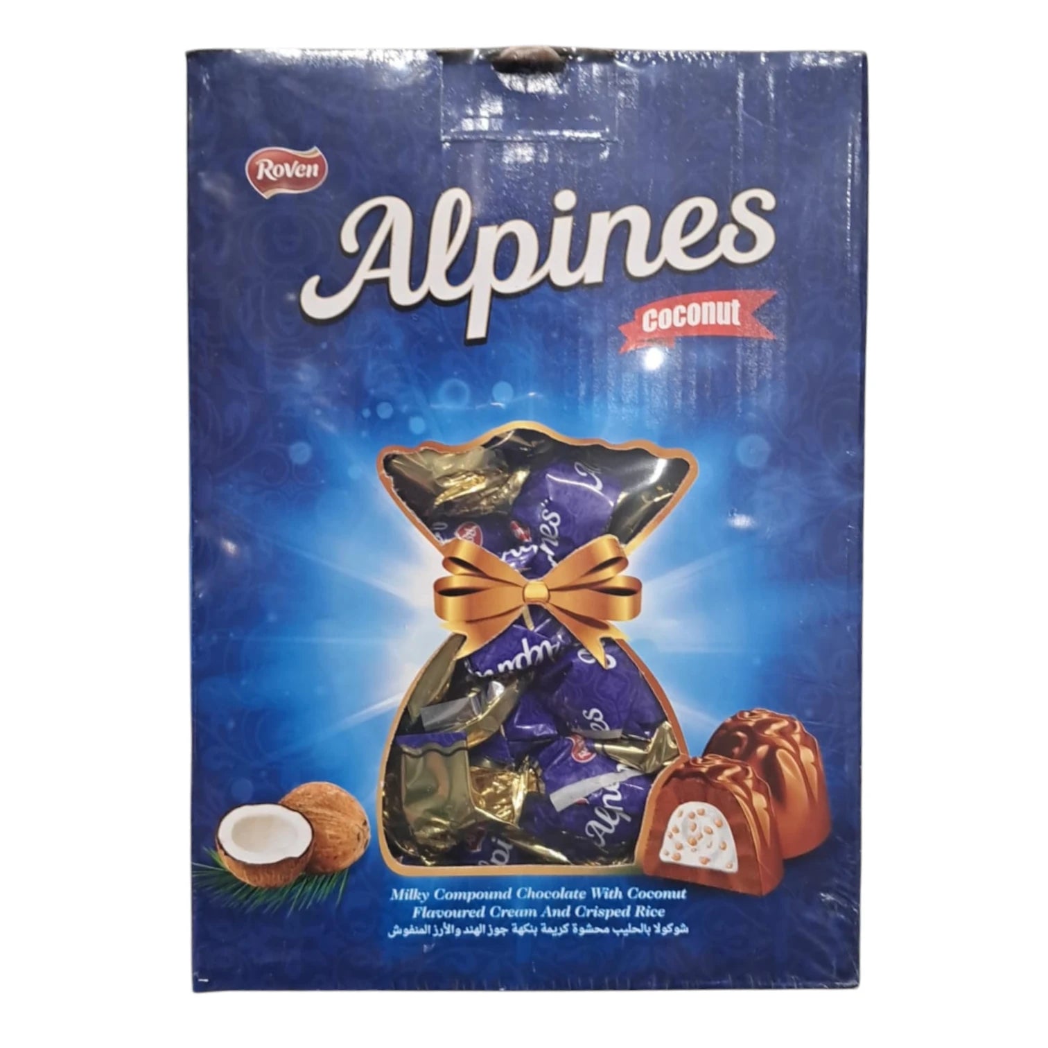 Roven Alpines Coconut Filled Milk Chocolate – 1kg Gift Box | Creamy Coconut Center with Crispy Rice - Damoo