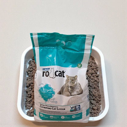 RoCat Baby Powder Scented Clumping Cat Litter – 10L | Natural White Bentonite | Dust-Free & Odor Control - Damoo