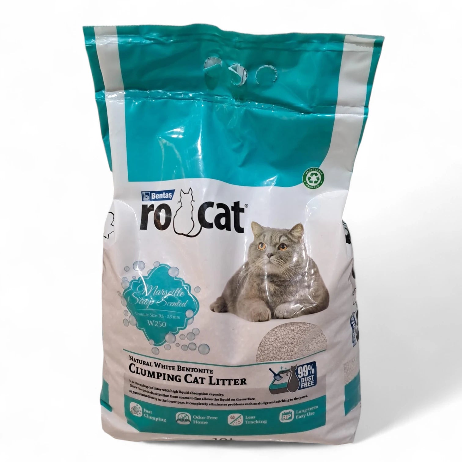 RoCat Baby Powder Scented Clumping Cat Litter – 10L | Natural White Bentonite | Dust-Free & Odor Control - Damoo