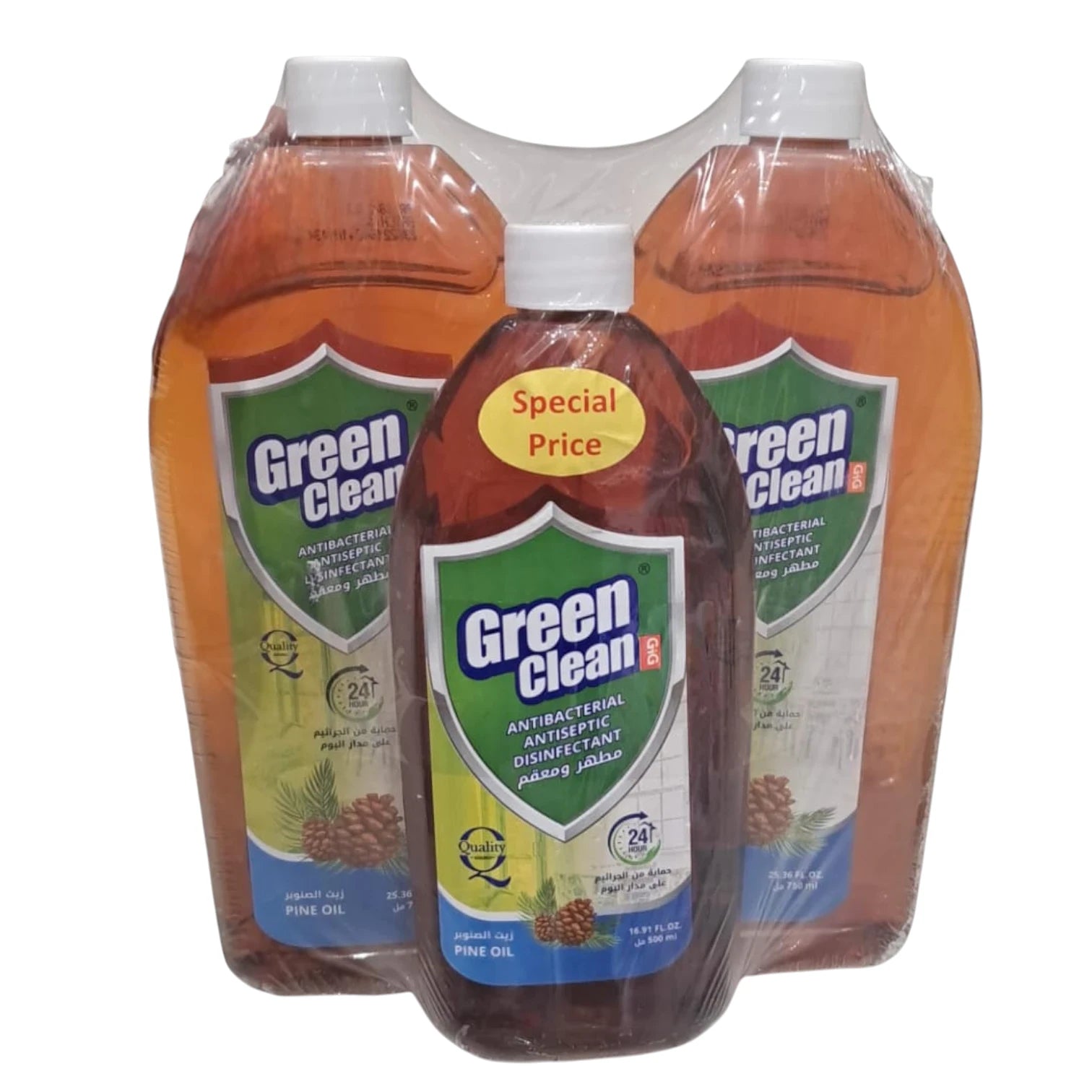 Green Clean Antibacterial Disinfectant Pine Oil – 2 x 750ml + 1 x 500ml Bundle | Multi-Surface Antiseptic Cleaner | 24-Hour Germ Protection | Special Offer - Damoo