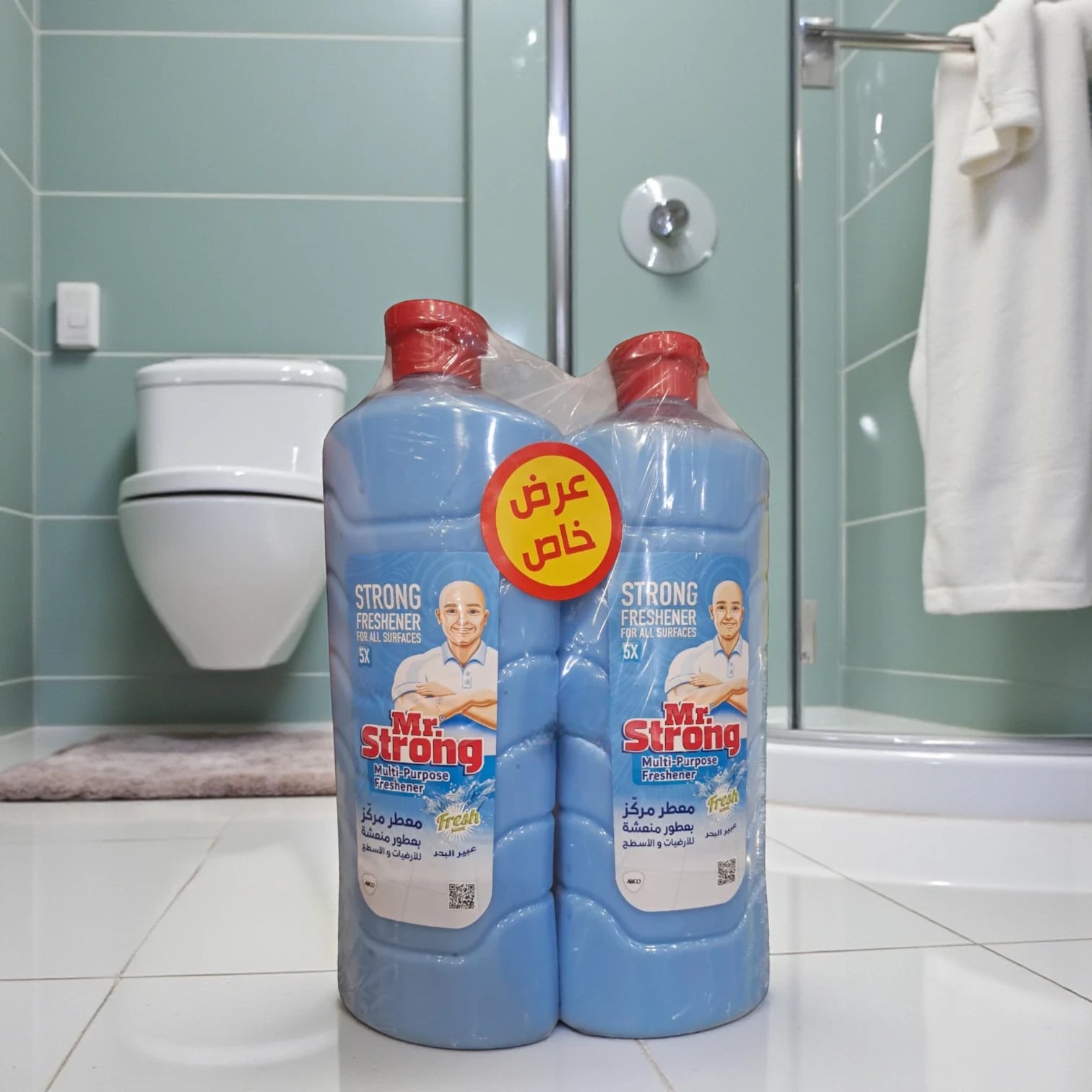 Mr. Strong Multi-Purpose Freshener – Blue Ice Scent – Twin Pack (2 x 1L) – Strong Surface Cleaner & Deodorizer, 5X Power, Long-Lasting Freshness
