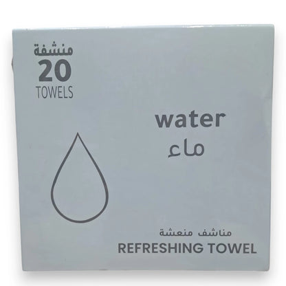 Water Refreshing Towels – 20 Pieces | Individually Wrapped Wet Wipes for Hygiene, Freshness & Travel Use - Damoo