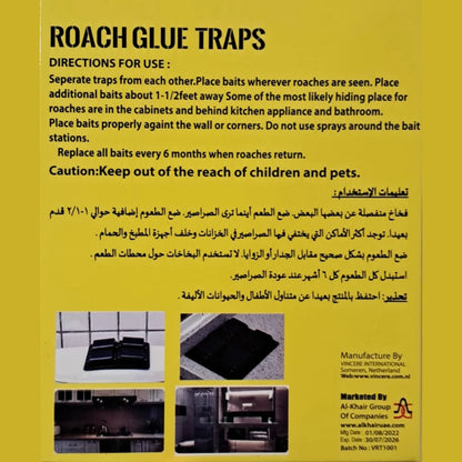 Vincere Roach Glue Trap – Pack of 4 Disposable Roach Houses | Pesticide-Free, Non-Toxic - Cockroach & Insect Traps with Strong Adhesive - Damoo