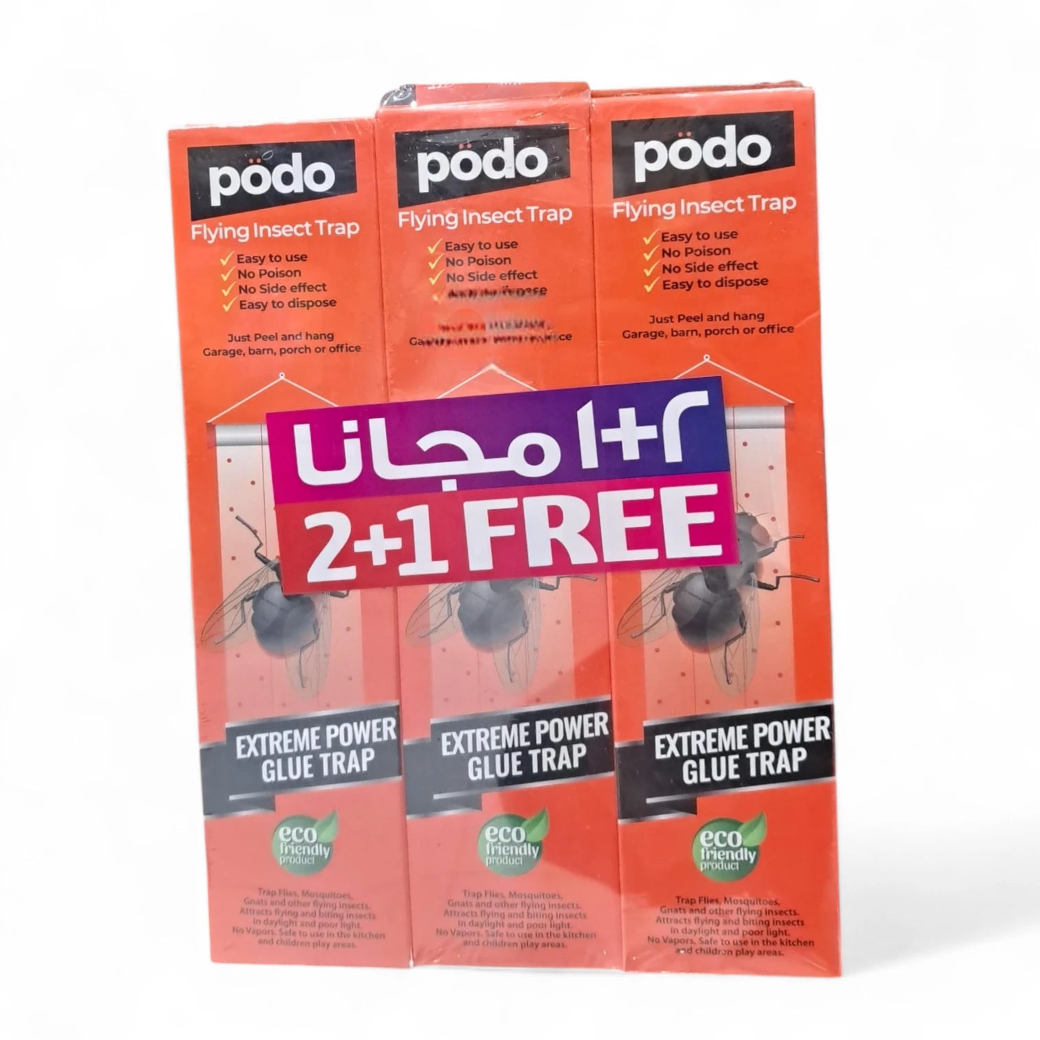Podo Flying Insect Trap Extreme Power Glue – 2+1 Free (3 Packs) | Eco-Friendly, Chemical-Free Fly & Mosquito Catcher for Home, Office & Outdoor - Damoo
