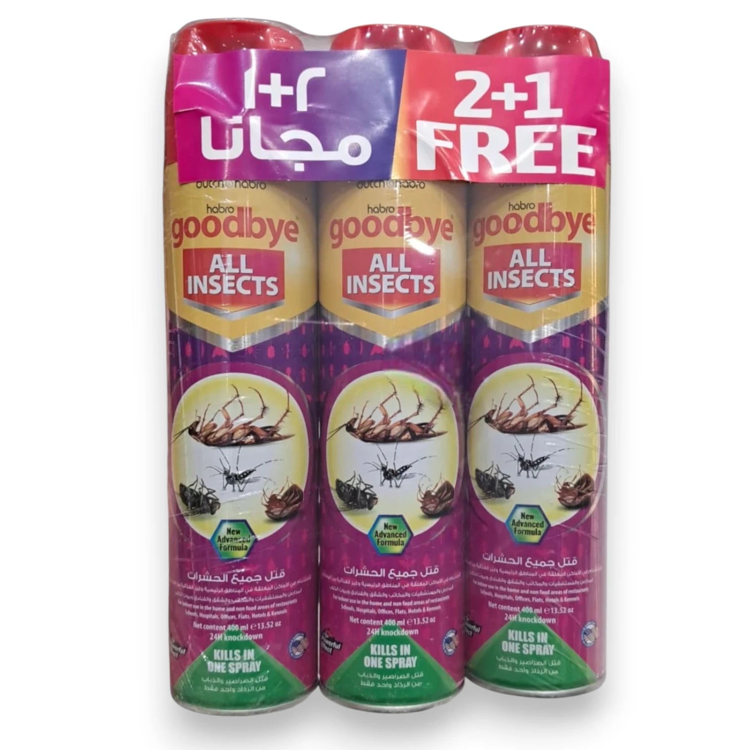 Habro Goodbye All Insects Spray 400ml Pack of 3 – Advanced Formula, Fast Knockdown for Flying & Crawling Insects, Multi-Purpose Household Insect Killer - Damoo
