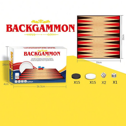 Classic Backgammon Board Game Set – Portable Folding Strategy Game with Dice and Checkers – Educational and Fun Family Game for Kids and Adults - Damoo
