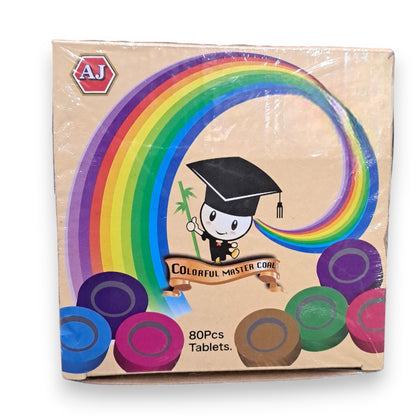 AJ Colorful Master Coal – 80 Pcs Tablets | Multi-Colored Charcoal Rounds for Incense & Bakhoor Burning
