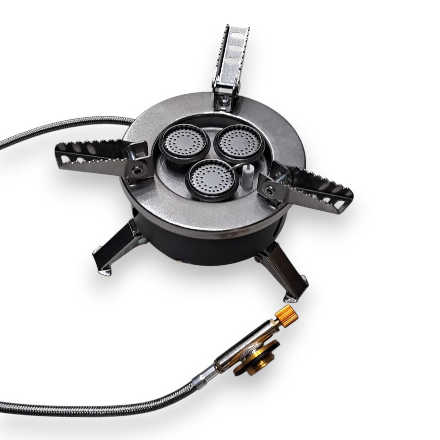 M-3 Portable Camping Gas Stove – 6800W High Power Folding 3 Burner Outdoor Cooking Stove with Piezo Ignition, Stainless Steel for Hiking, Picnic & Emergency