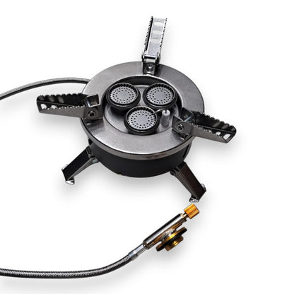 M-3 Portable Camping Gas Stove – 6800W High Power Folding 3 Burner Outdoor Cooking Stove with Piezo Ignition, Stainless Steel for Hiking, Picnic & Emergency