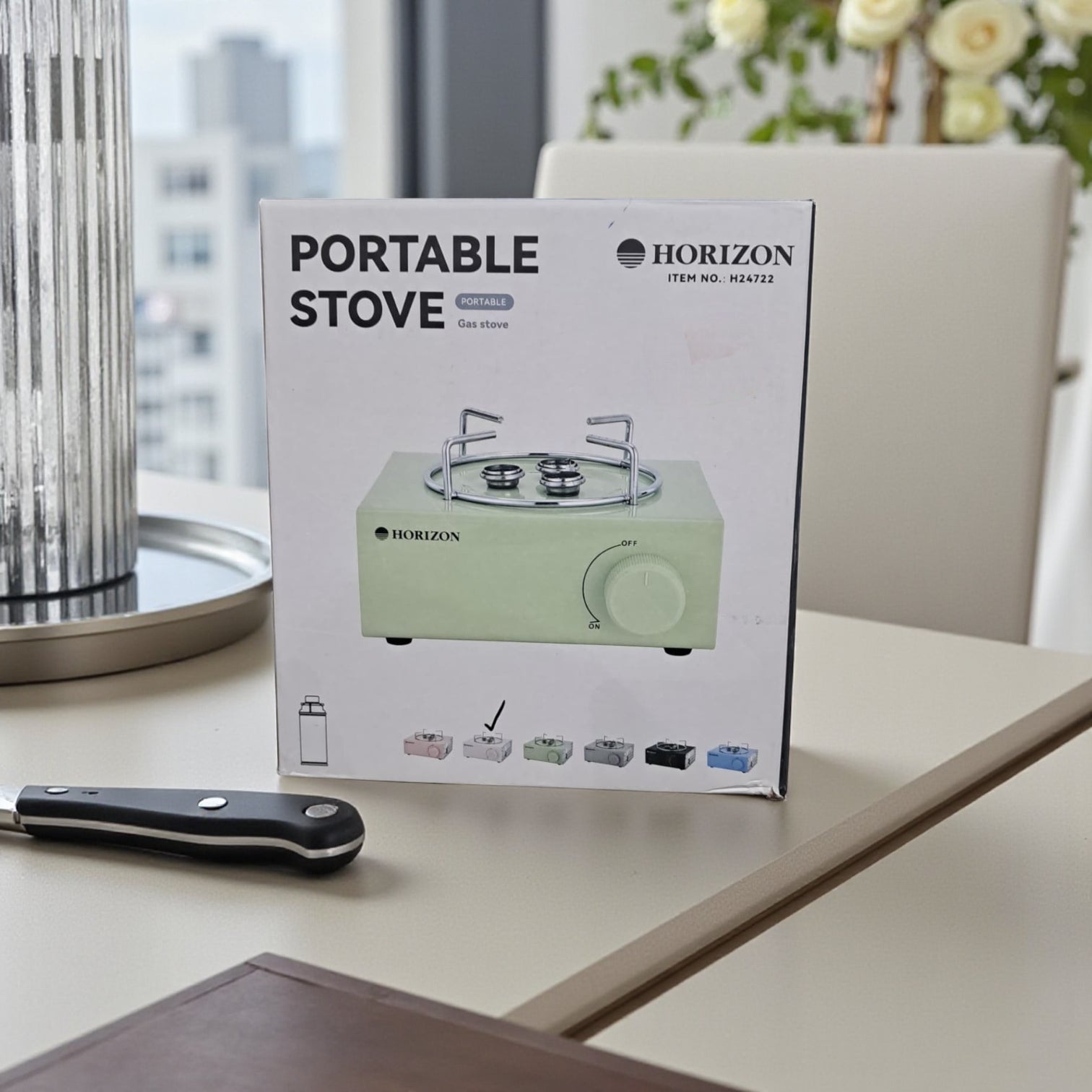 Horizon Portable Gas Stove H24722 – Compact Mini Butane Camping Stove – Lightweight, Quick Ignite & Easy to Carry – Ideal for Outdoor Cooking, Hiking, Travel & Emergency Use
