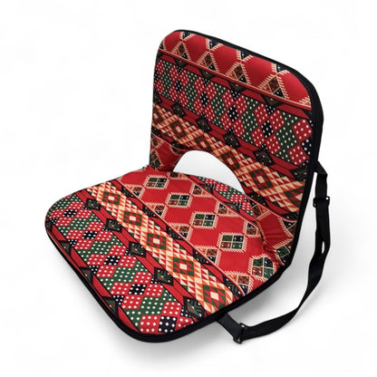 Traditional Arabic Folding Floor Seat – Heritage Style Portable Travel & Camping Chair with Wide Cushioned Seat, Foldable Lightweight Steel Frame for Indoor & Outdoor Use - Damoo
