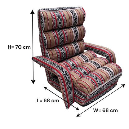 Arabic Traditional Camping Floor Chair with Hand Support – Adjustable Folding Majlis Chair with 5 Recline Angles, Cushioned Backrest & Portable Fold-Flat Design for Meditation, Reading & Gaming
