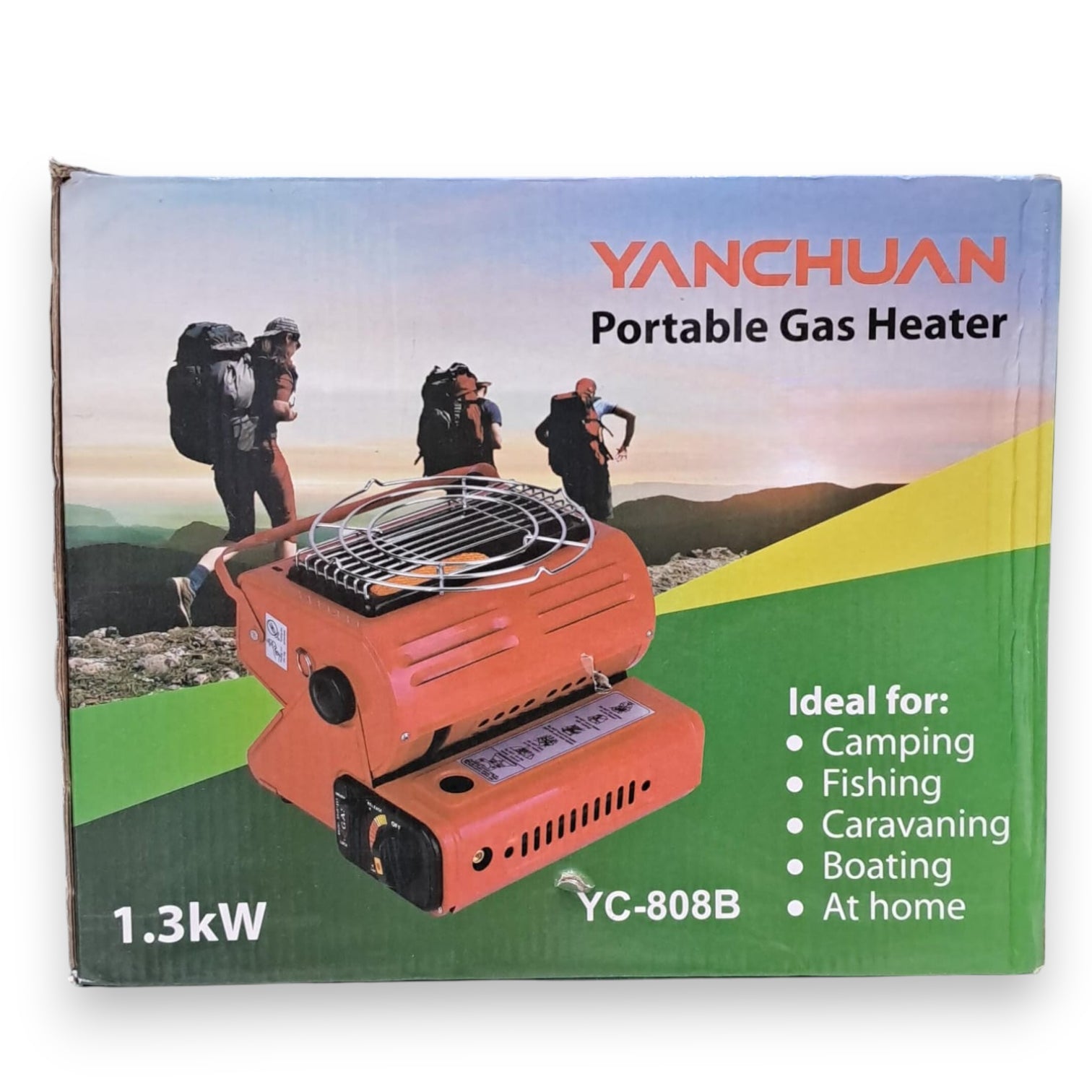 YANCHUAN YC-808B 1.3kW Portable Gas Heater– Compact Outdoor Camping Butane Heater with Swivel Body, Safety Shut-Off Valve & External Connector | Ideal for Camping, Fishing, Caravanning & Outdoor Adventures - Damoo
