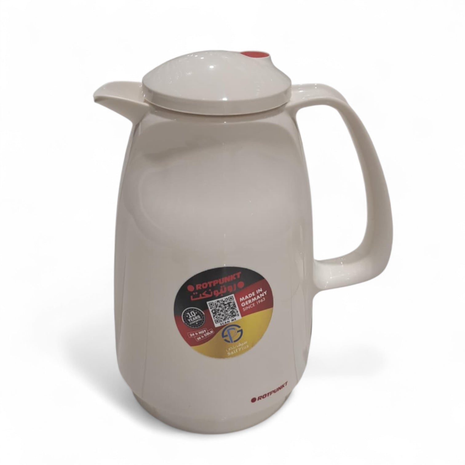 Rotpunkt 1.0L White Thermos – German-Made Vacuum Flask for Coffee & Tea, 36H Heat Retention, BPA-Free Double-Walled Design, Leak-Proof Lid & Ergonomic Handle for Home, Office, and Outdoor Use - Damoo