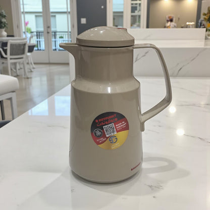 Rotpunkt 1.0L High-Quality Vacuum Jug – Beige Insulated Thermos with 24H Heat / 36H Cold Retention, Ergonomic Handle, Lightweight Design & Leak-Proof Lid – German-Made for Daily Use - Damoo