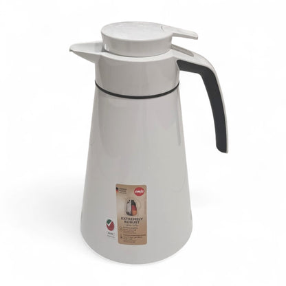 Emsa 1.5L Thermos – Double-Wall Insulated Vacuum Flask for Hot & Cold Beverages, Easy-Pour Spout, Screw-Top Lid, and Modern Cone Design – Durable & Stylish for Home, Office, or Travel (White) - Damoo