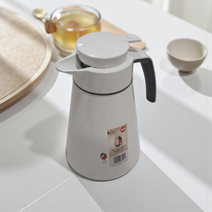 Emsa 1.0L White Thermos – Double-Wall Insulated Vacuum Flask for Hot & Cold Drinks, Cone Design with Easy-Pour Spout & Screw-Top Lid, Durable & Elegant for Home, Office, or Travel - Damoo