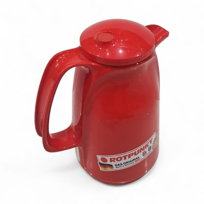ROTPUNKT Red Insulated Thermos Jug 1.0L – Classic Double-Wall Vacuum Flask with Secure Lid, Durable Plastic Body, and Long-Lasting Heat & Cold Retention for Everyday Use - Damoo