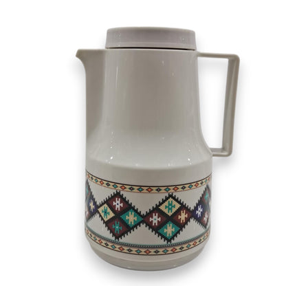 Legend 1 Liter Traditional Pattern Vacuum Flask – Arabic Coffee & Tea Insulated Jug | Durable Double-Wall Thermal Carafe with Handle, Hot & Cold Beverage Dispenser - Damoo