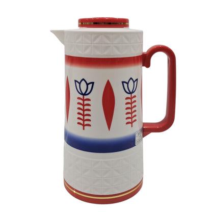 DAMOO Original Red & White Thermos Flask – 1L Hot & Cold Vacuum Jug with Easy Pour Handle | Insulated Plastic Kettle for Coffee, Tea & Water - Damoo