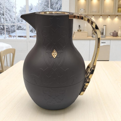 Otantik Luxury Thermos 1.0L – Elegant Arabic Style Double-Wall Insulated Flask with Ornate Golden & Silver Handle, Premium Design for Long Heat Retention, Available in different Colors, Ideal for Coffee, Tea & Majlis Use - Damoo