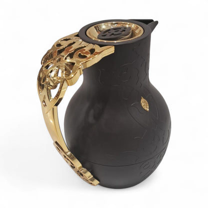 Otantik Luxury Thermos 1.0L – Elegant Arabic Style Double-Wall Insulated Flask with Ornate Golden & Silver Handle, Premium Design for Long Heat Retention, Available in different Colors, Ideal for Coffee, Tea & Majlis Use - Damoo