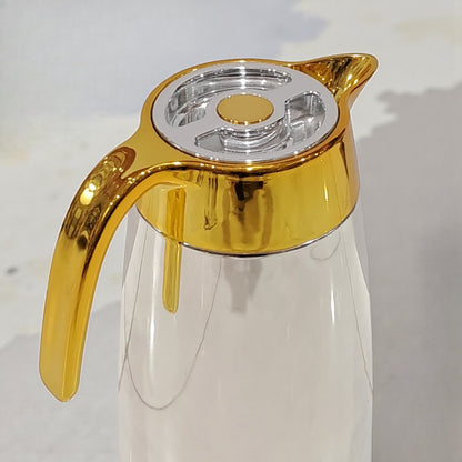 Palermo Temperature Thermos Dallah FL-333 – Pack of 2 Jugs (1.0L + 0.7L) | Smart Temperature Display Coffee & Tea Flask Set | Gold & Silver Vacuum Insulated Thermos - Damoo